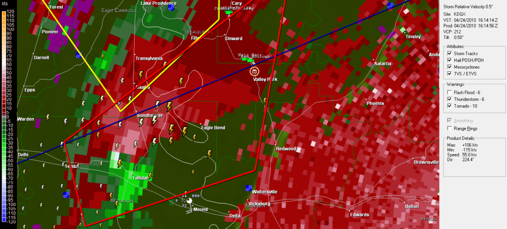 2010-04-24 1614 KJAN Storm Relative Velocity