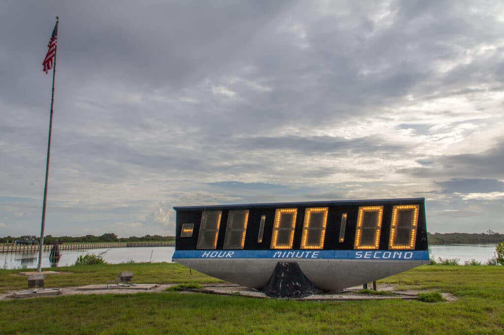 The KSC Press Site countdown clock