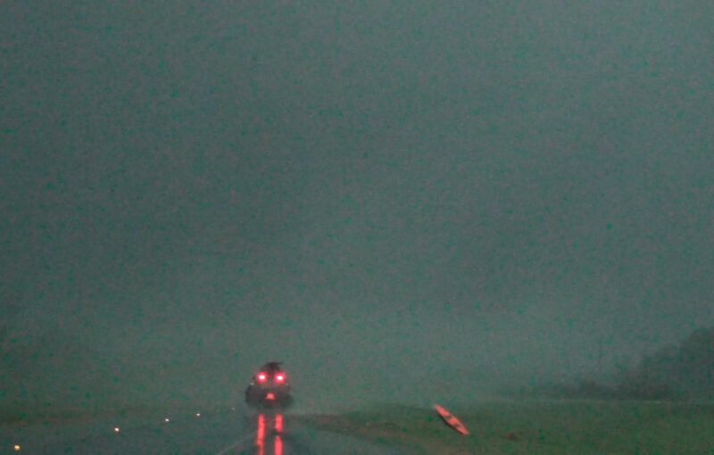 TIV driving into Columbus, MS Tornado