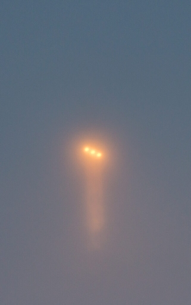 EFT-1 heads thru the cloud deck towards space