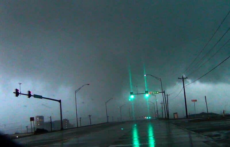 Tornado in Norman, Oklahoma near I-35 and Tecumseh road on May 6, 2015