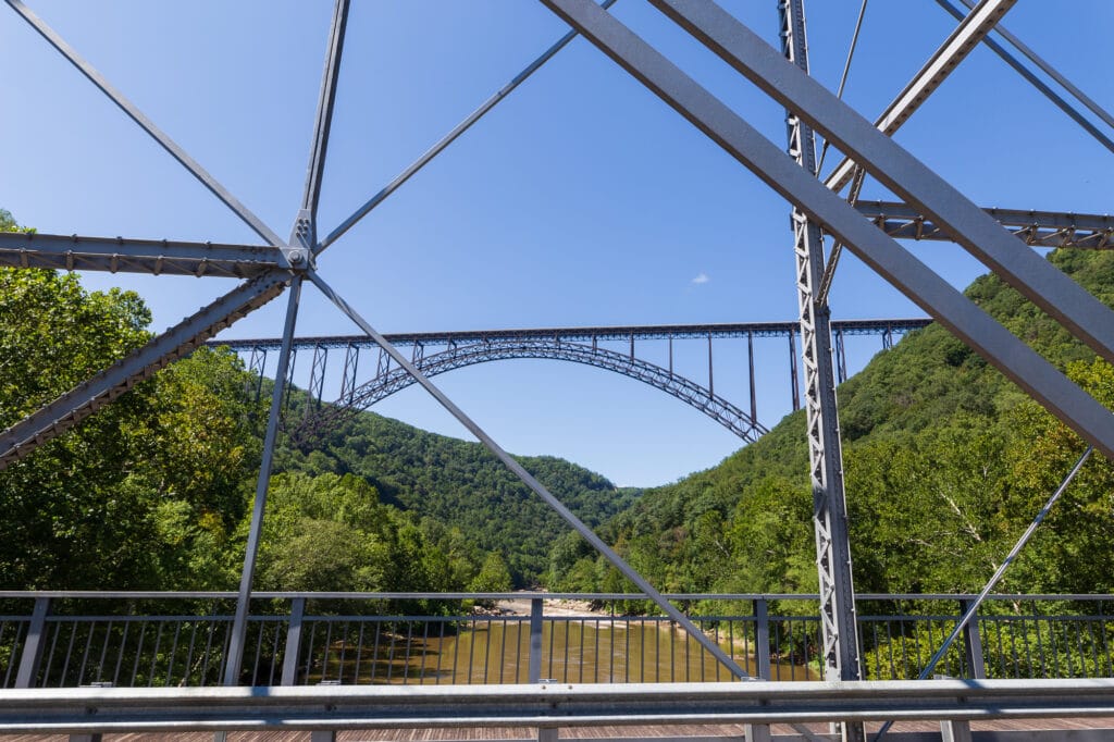 The New River Gorge Bridge taken from the Fayette Station Bridge