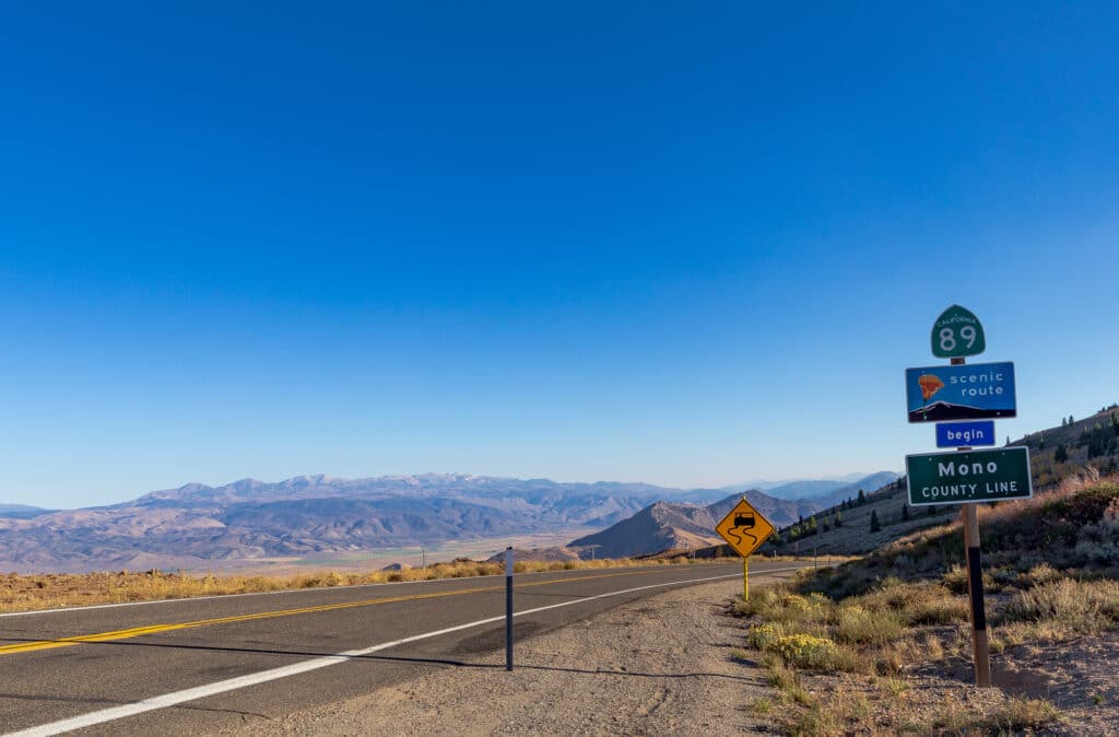 California Scenic Route 89 at the mono county line