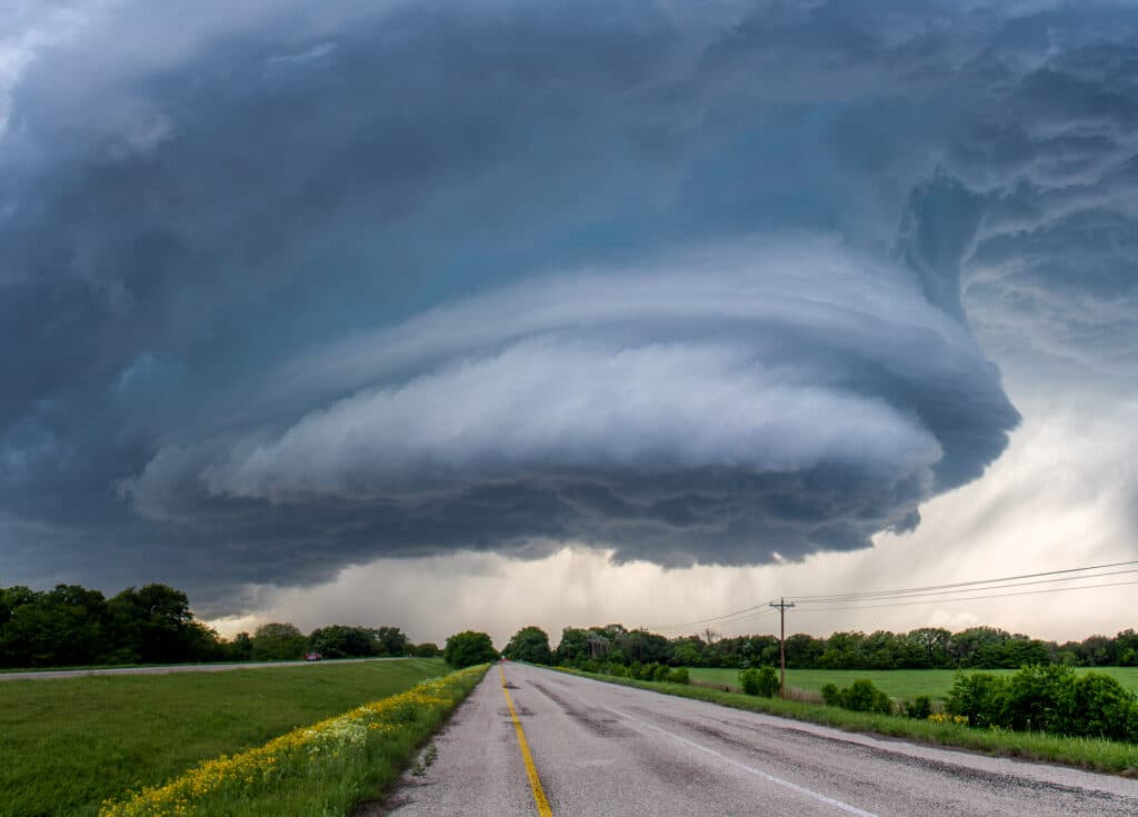 Nicely structured supercell updraft near Dublin, TX on April 26, 2015