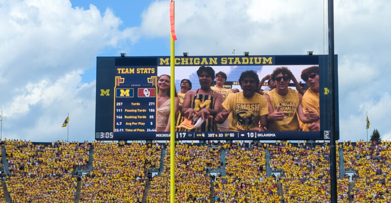Scoreboard inside Michigan Stadium aka the